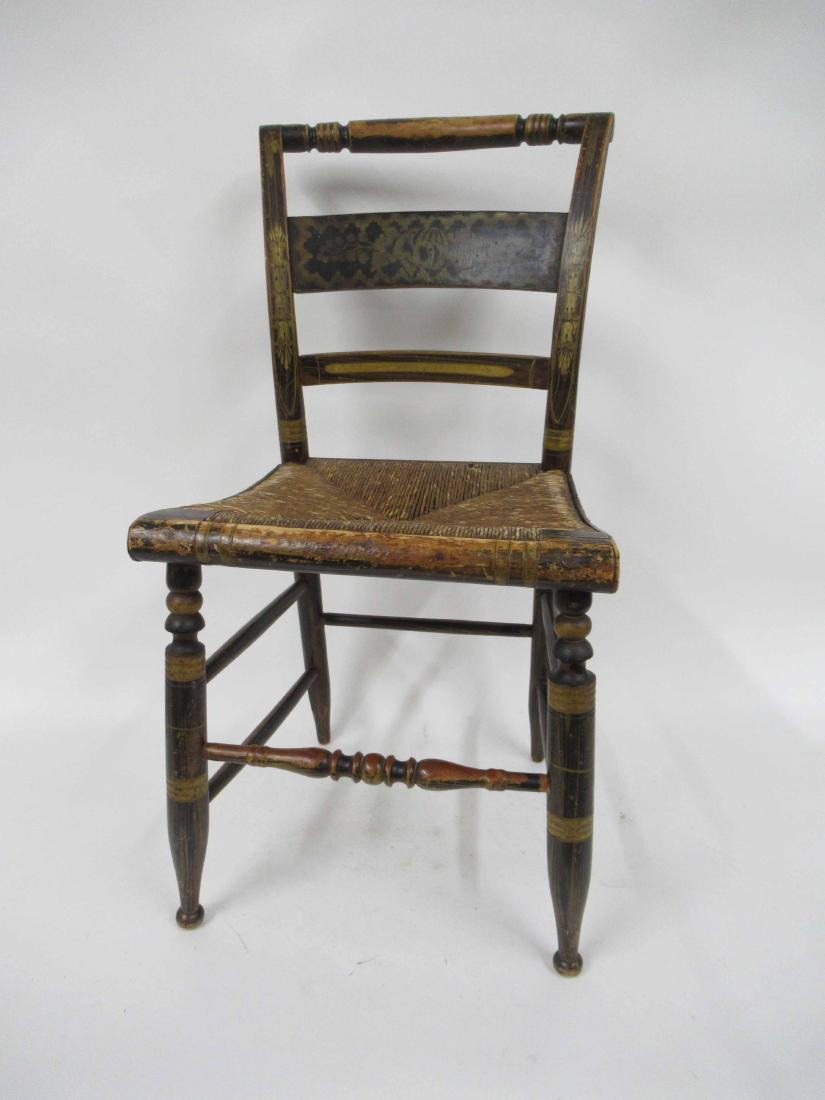 Three Paint-Decorated Rush Seat Side Chairs (1 of 3)