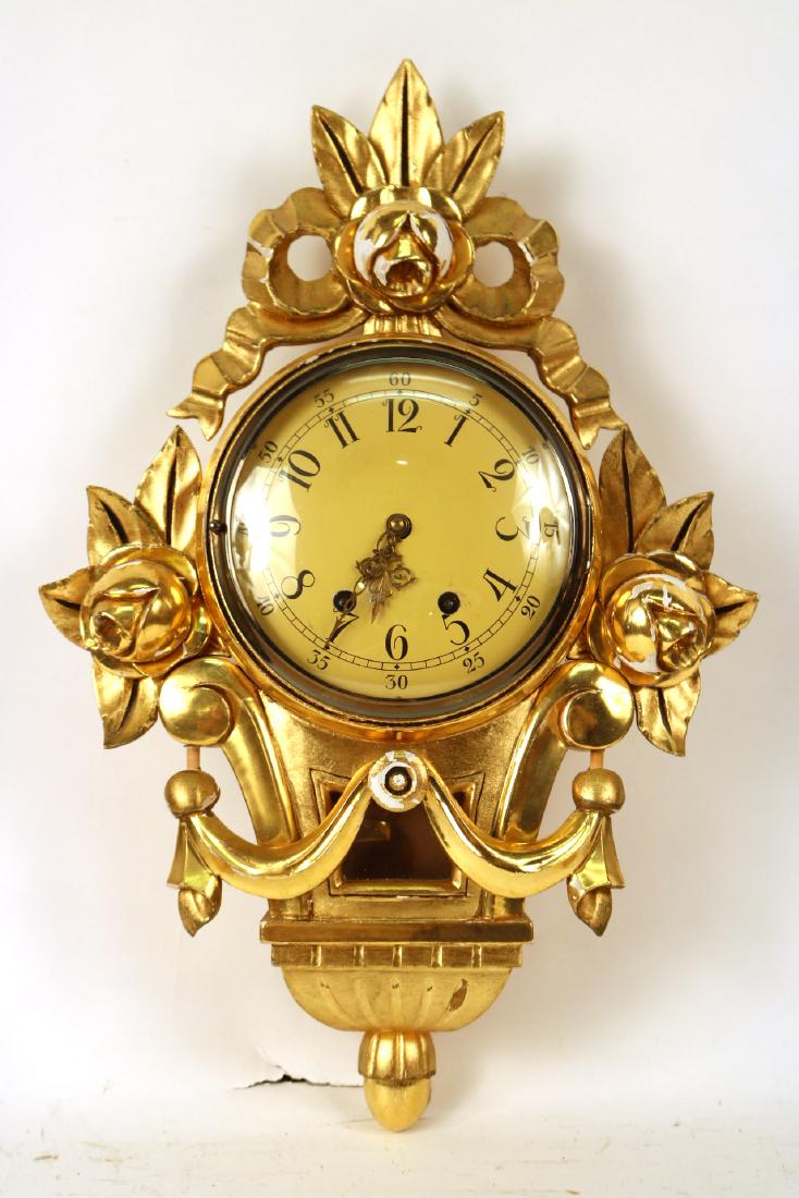 Neoclassical Style Giltwood Cartel Clock (1 of 10)