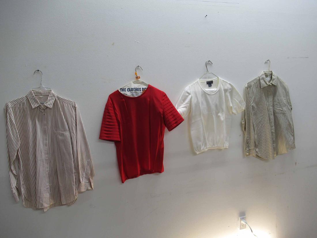 Three Burberry Blouses: Together with a Burberry sweater. Size small