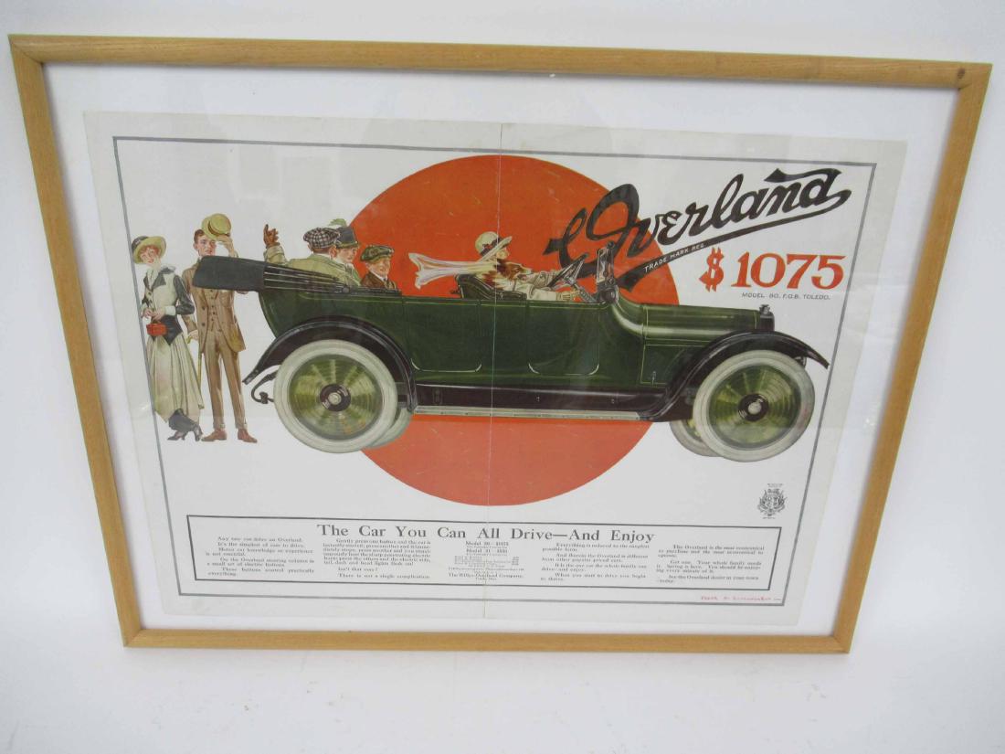 Overland Model 80 Car a Advertisement: Framed size 25" x 19"