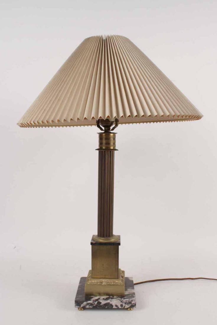 Neoclassical Patinated Bronze Columnar Table Lamp (1 of 9)