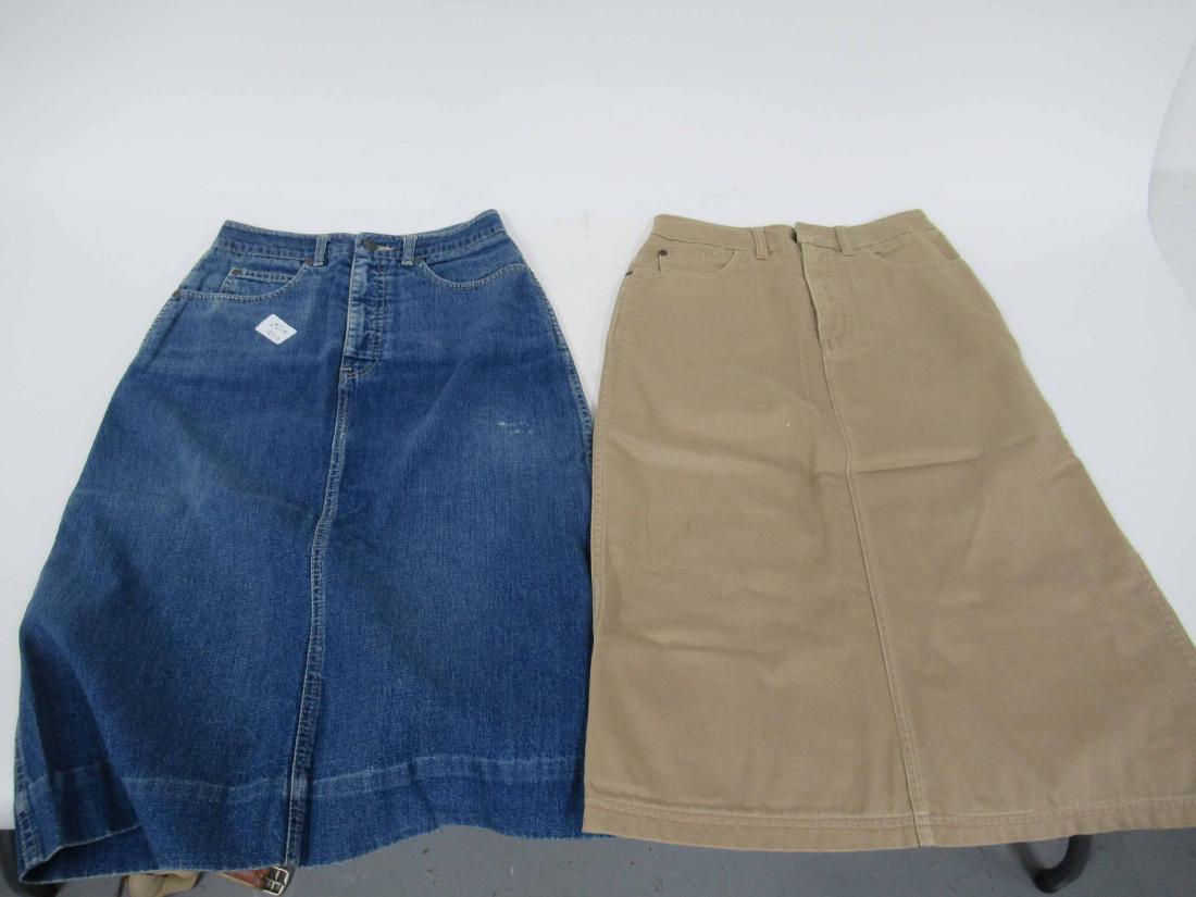 Two Calvin Klein Vintage Skirts: One denim, the other khaki.