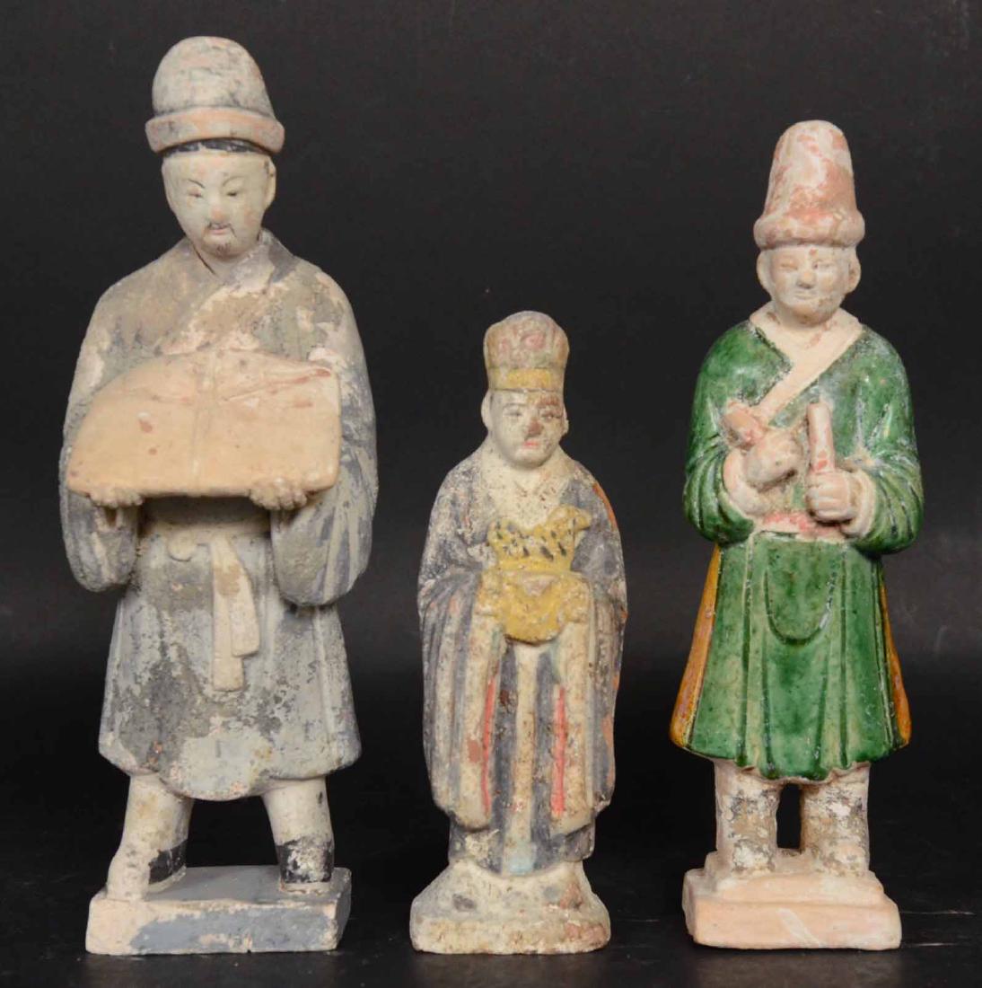 Three Chinese Ming Dynasty Figures: From 7 1/4"h to 10"h Provenance: Property from the Collection of Dr. Andrew and Ziva Dahl.