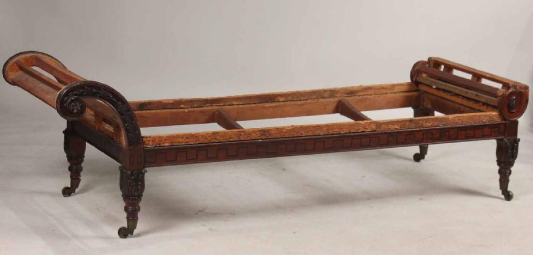 Federal Carved Mahogany Recamier/Meridienne: Salem, Essex County, Massachusetts, McIntire School, c. 1800. 22-1/2"h x 6'5"l x 28"d Provenance: Property from the Collection of Dr. Andrew and Ziva Dahl. Northeast Auctions, c. 1995.