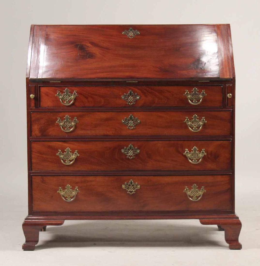 Chippendale Mahogany Slant Front Desk: Attributed to John Townsend, Newport, RI, c. 1780-1790. 42-1/2"h x 41"w x 22"d Provenance: Property from the Collection of Dr. Andrew and Ziva Dahl. James William Lowery Fine Antiques, Baldwinsville, 