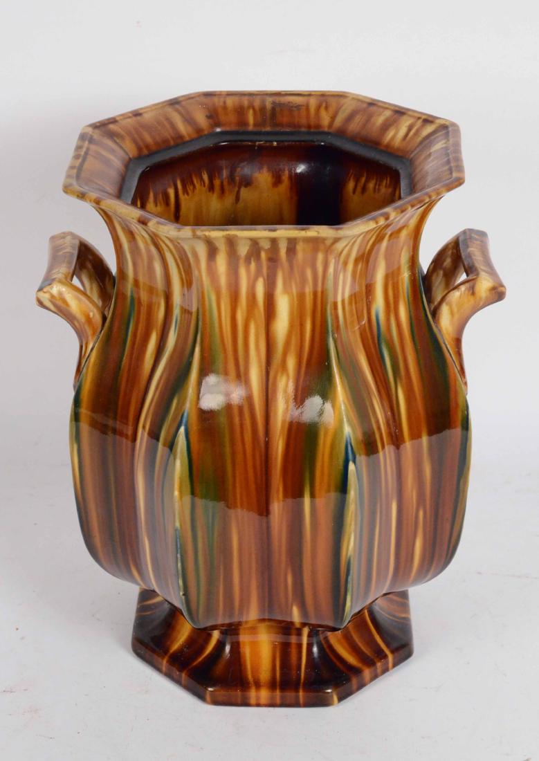 Large Flint Enamel Bennington Pottery Jar: 14 1/2"h Provenance: Property from the Collection of Dr. Andrew and Ziva Dahl. Northeast Auctions, Portsmouth, New Hampshire.