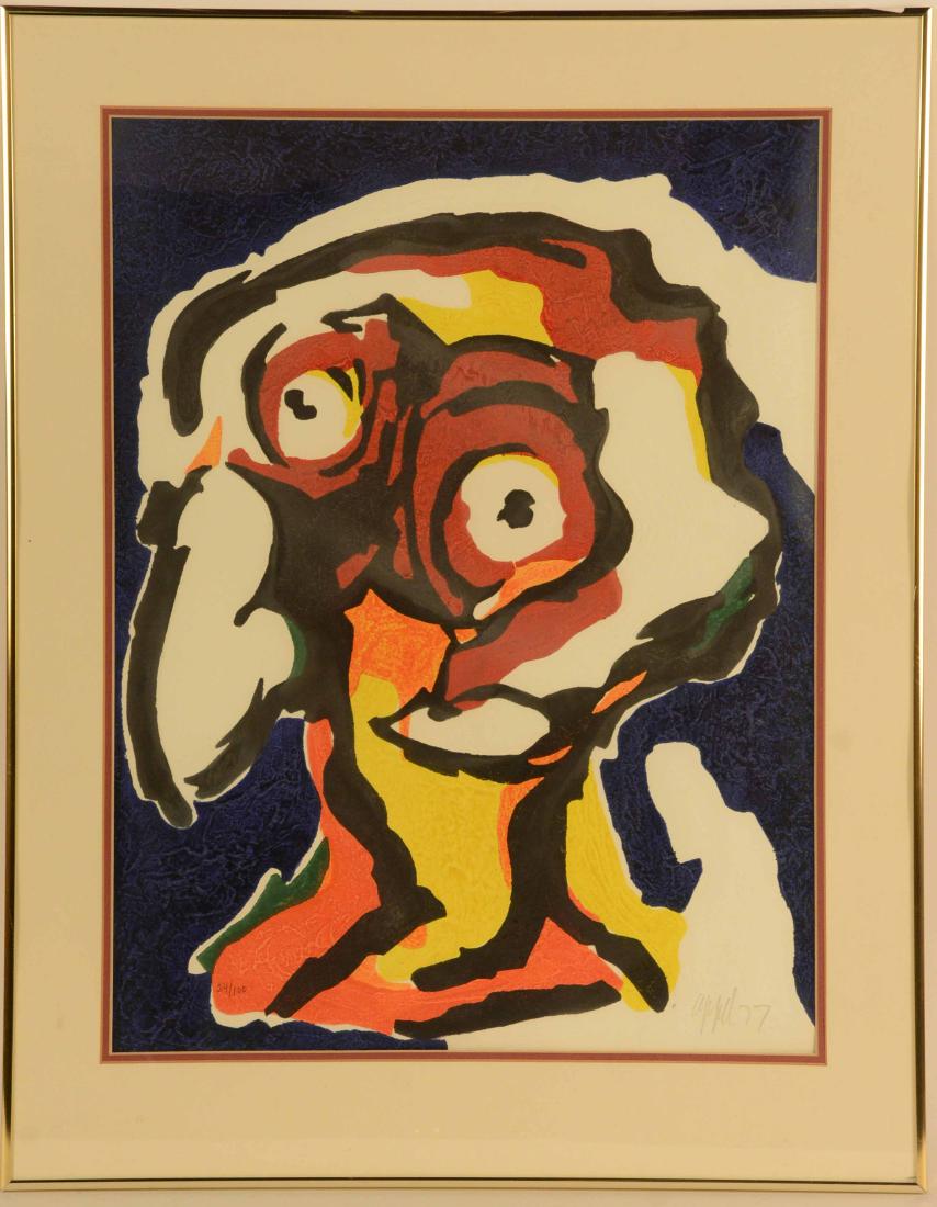 Mixed Media, Karel Appel: Dutch 1921-2006. Signed l.r. and edition l.l. 24/100. 25 1/2"h x 19"w Provenance: Property from the Collection of Dr. Andrew and Ziva Dahl.