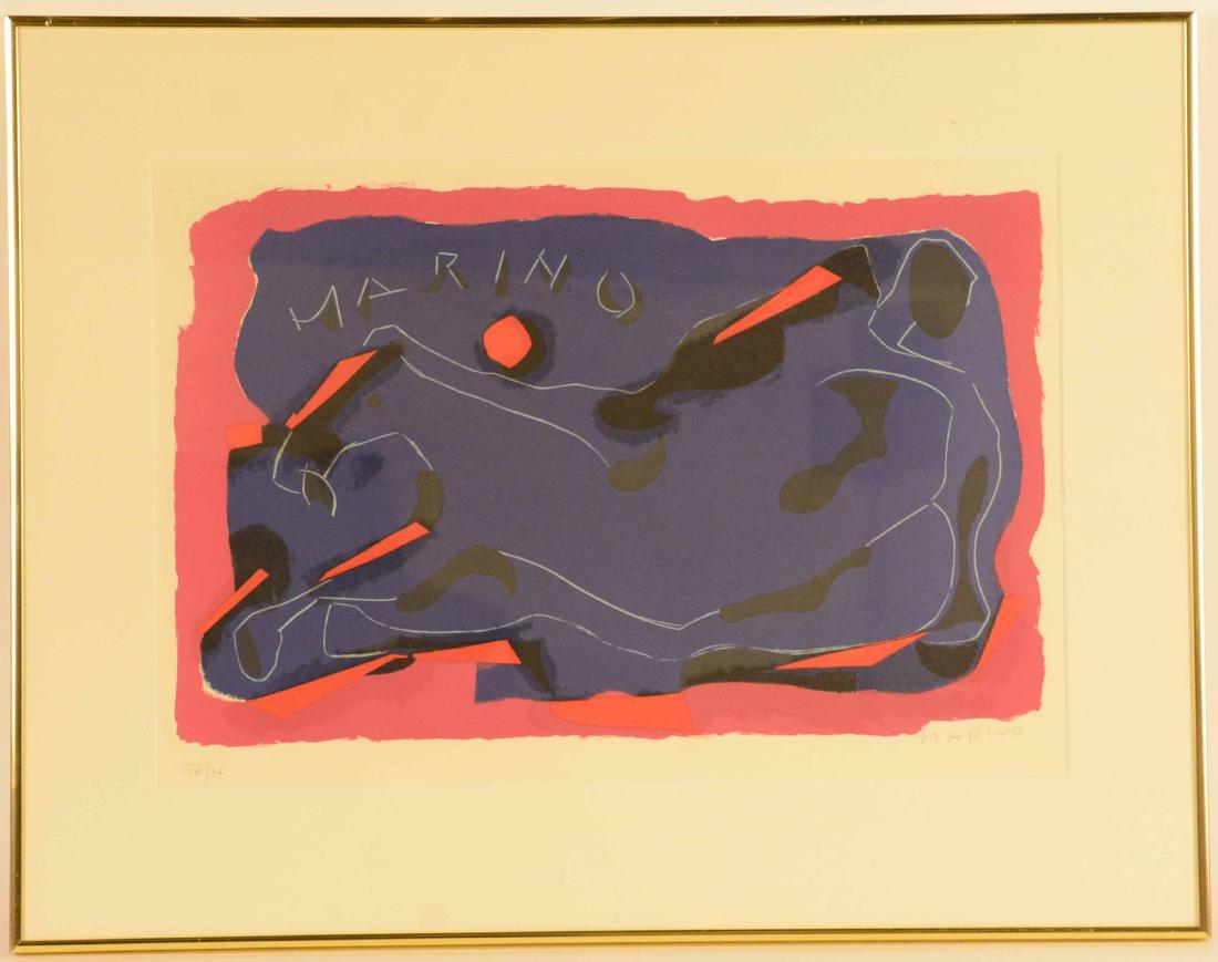Lithograph,"Homage to Marino" Marino Marini: 1924-1997. Signed l.r. and edition l.l. 62/75. 14"h x 20 1/2"w Provenance: Property from the Collection of Dr. Andrew and Ziva Dahl.