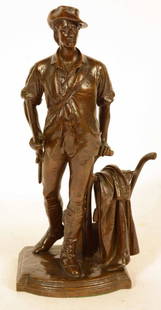 Bronze Sculpture, "The Minute Man," Daniel Frenc: Daniel Chester French (American, 1850-1931) titled "The Concord Minute Man of 1775," foundry mark from Gorham Company Founders. 13-1/2"h Provenance: Conner-Rosenkranz, New York, NY. Property from the