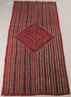 Saltilo Serape Mexican Woven Blanket: C. 1820-1840. Worked in tones of green, blue, white, and red. 7'9"l x 44"w Provenance: Property of Major General Charles Francis Roe (1848-1922). Descended through the family to the great-grandson.