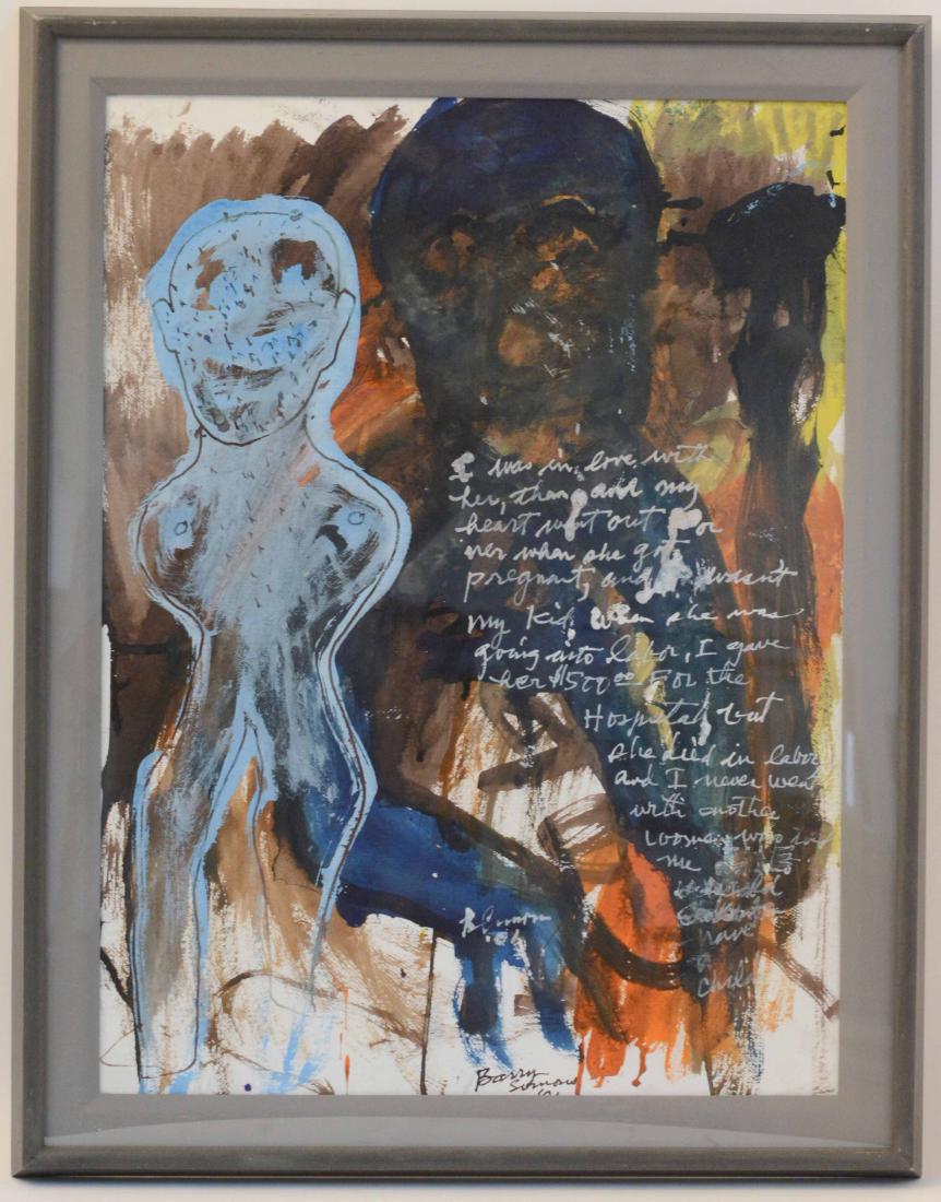 Ink and Paint, Figural Abstract, Barry Simons: (American, 1943-2009), "I Was in Love with Her #750," singed l.r., framed and matted. 18"h x 24"w sight The Ames Gallery, Berkeley, California