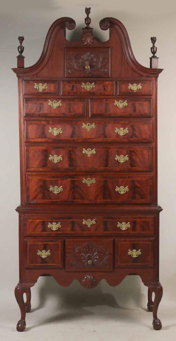 Chippendale Style Mahogany Highboy: American, 20th C. Apx. 7'9"h x 43"w x 23"d