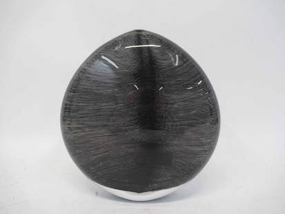 Modern Glass Vase: Signed on base Tobias Mohl '05'. 10 3/4" high x 10"wide x 3"thick