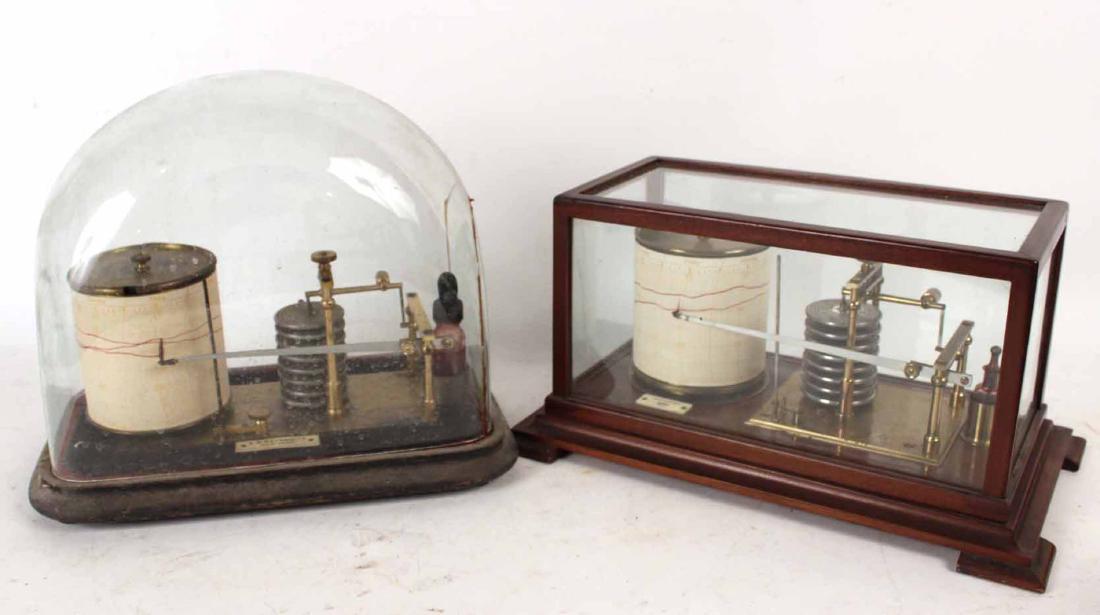 Short & Mason Mahogany Aneroid Barometer: Together with an E.B. Meyrowitz, New York barometer. 10"h x 12"l x 6 1/2"w By descent from the Estate of Robert Weeks DeForest and Emily Johnston DeForest.