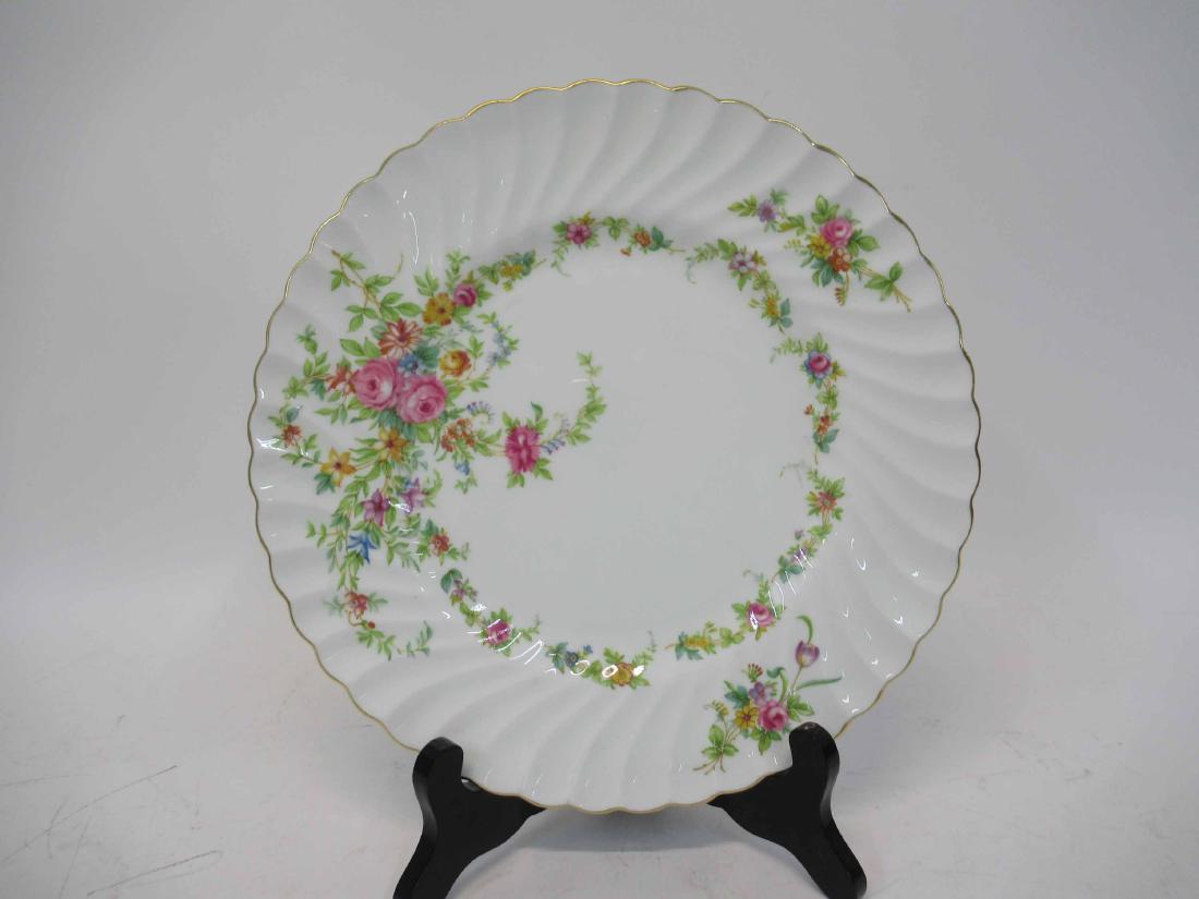 Set of Minton Mintons Lorraine Dinner Plates: Gilt border with floral decoration. 10 1/2" dia each plate