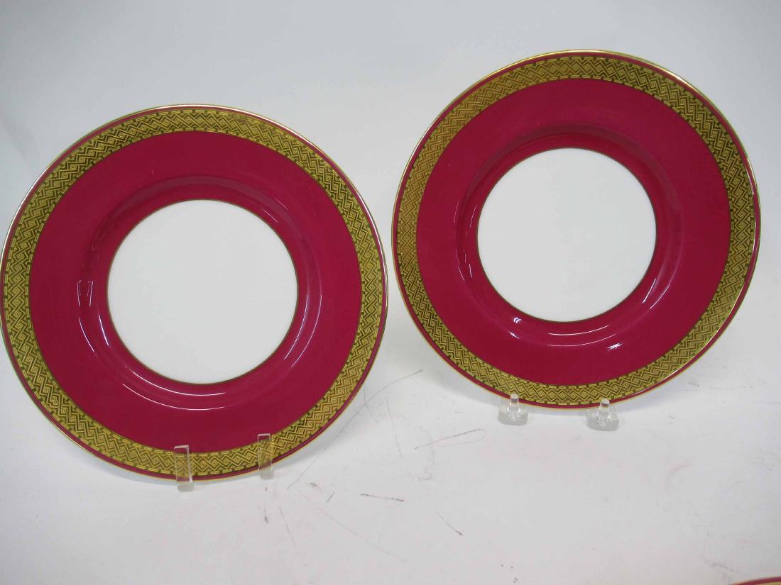 Set of Twelve Minton Tiffany 7 Company NY Plates: Magenta color with gilt decoration. 8 3/4" dia