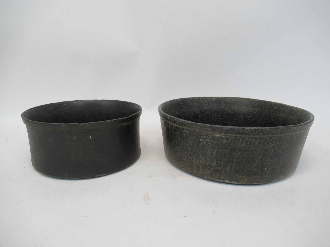 Two Soapstone Cooking Bowls: Largest bowl 11 3/4" dia x 4" tall