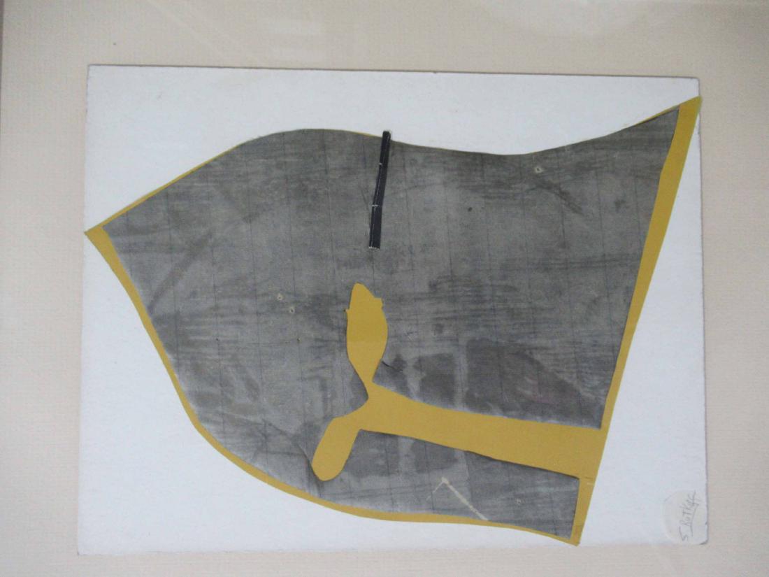 Mixed Media Collage, Sylvia Rutkoff: (New York Mid 20th c.), signed on verso. Framed 14-1/2"h x 12-1/4"w.