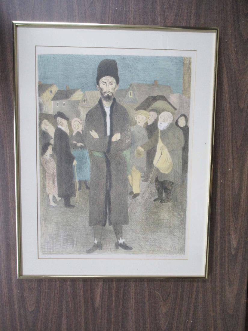 Colored Lithograph Village Rabbi Raphael Soyer: 1899-1997. Signed l.r. and edition l.l. 133/150. 28"h x 22"w