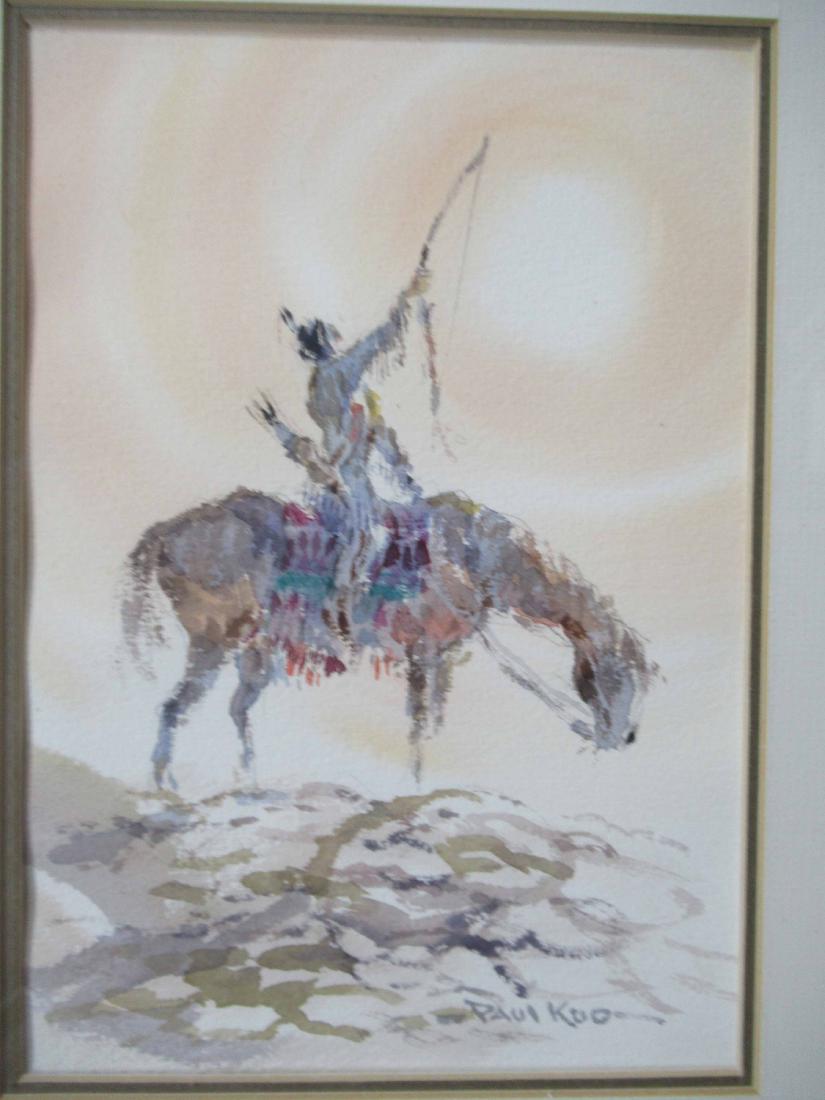Watercolor, Native on Horseback, Paul Kuo.: (Taiwan 1920-1995), signed lr. Framed 14-1/4"l x 11-1/2"w.