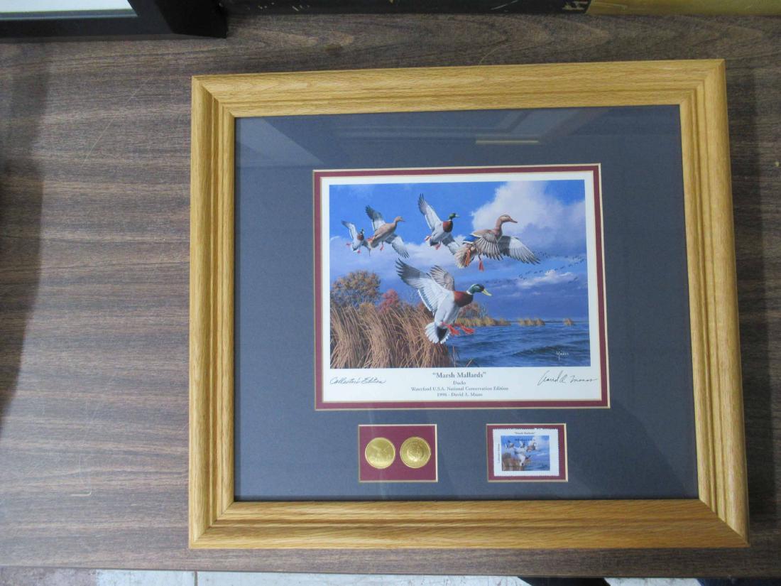 Two Collectors Edition Prints and Stamps: 1996 Collectors Edition from Waterfowl U.S.A National Conservation Edition. One depicting "Marsh Mallards" by artist David A. Maass, the other "School Daze" by artist Jim Killen. 18 1/2" x 16 3/8"
