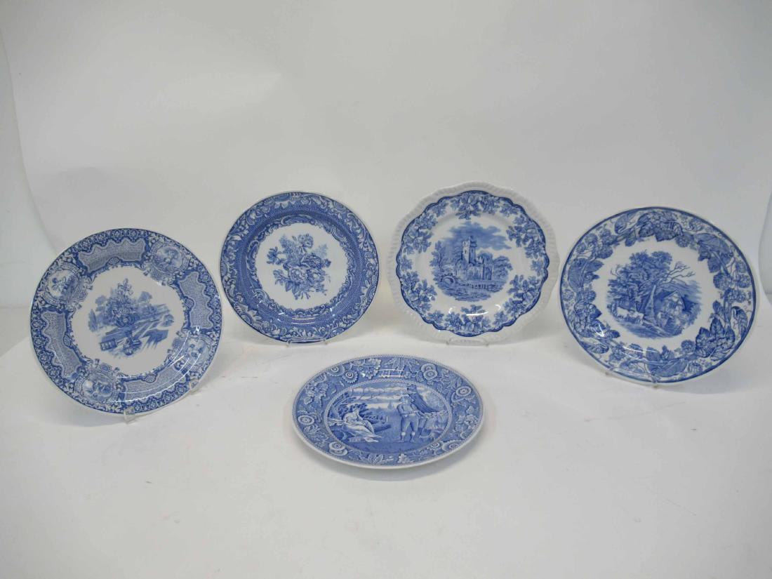 Five Assorted Spode Blue Room Plates: 10 1/2" dia