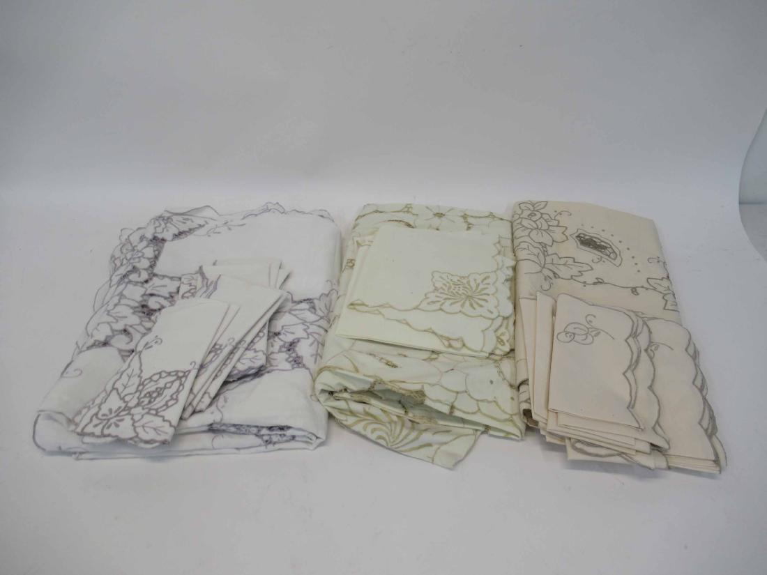 Three Italian Linen Table Clothes and Napkins: 20th C.