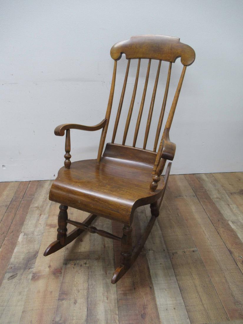 Swedish Pine Rocking Arm Chair: 20th C.