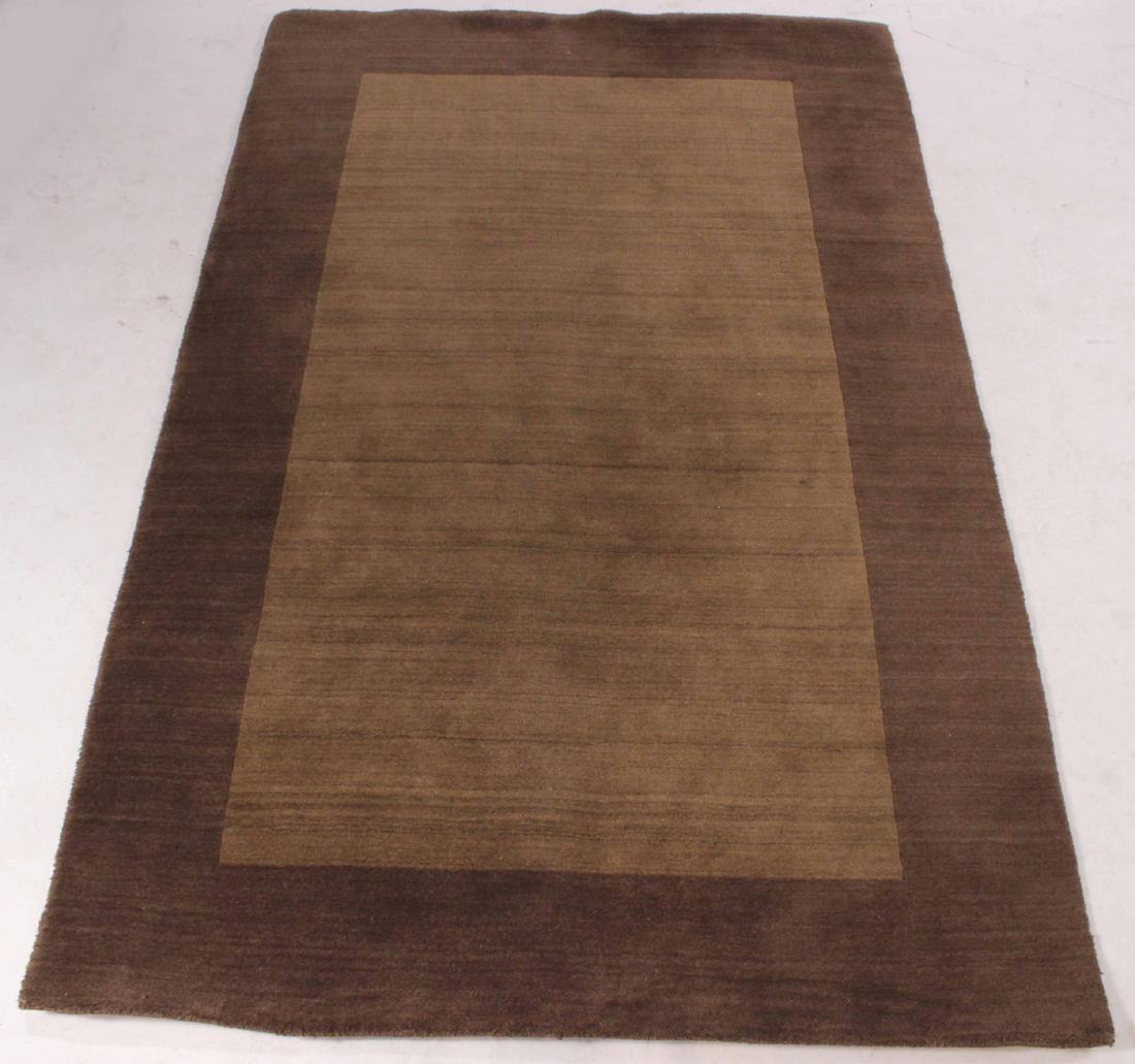 Modern Brown Pottery Barn Rug: 20th C. 5'w x 8'l