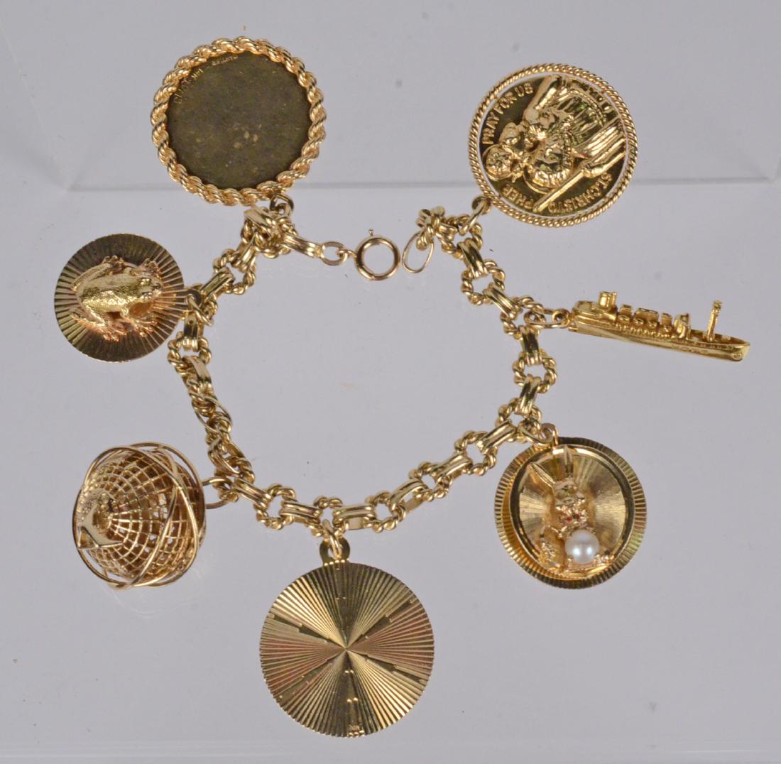 14K Yellow Gold Charm Bracelet With Seven Charms (1 of 10)