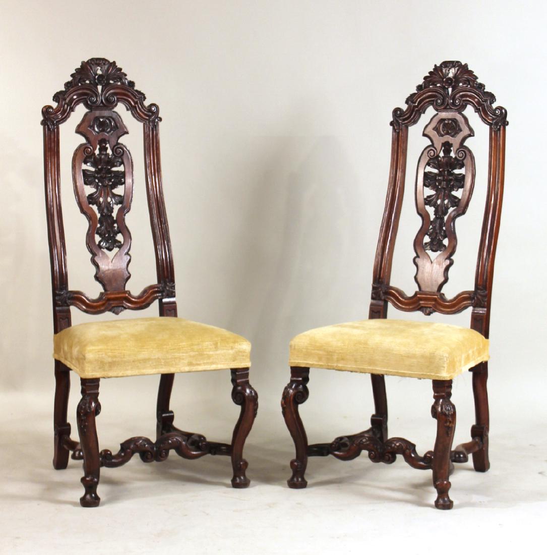Pair of Baroque Style Carved Walnut Backstools (1 of 7)
