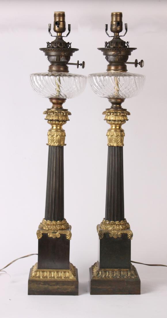 Pair of Louis Phillipe Bronze Columnar Lamps (1 of 5)
