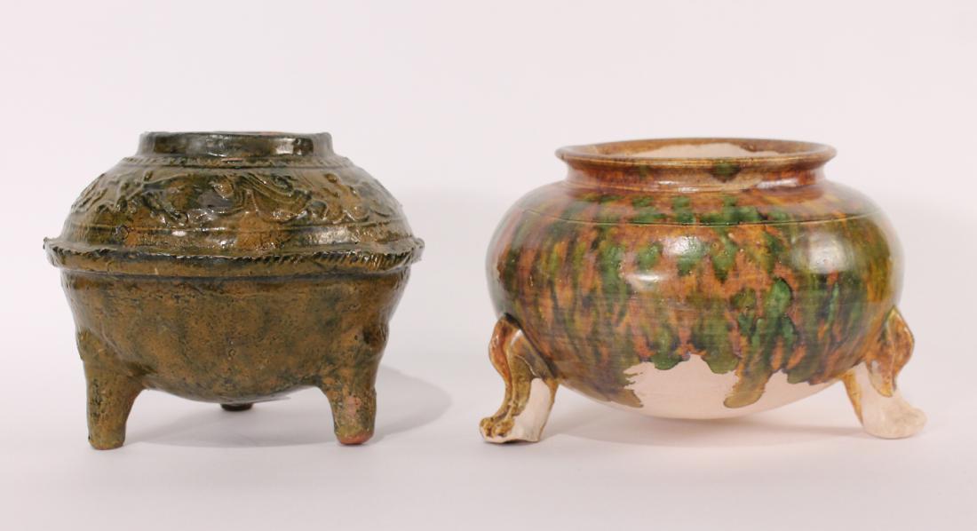 Two Chinese Green and Sangcai Earthenware Burner (1 of 7)