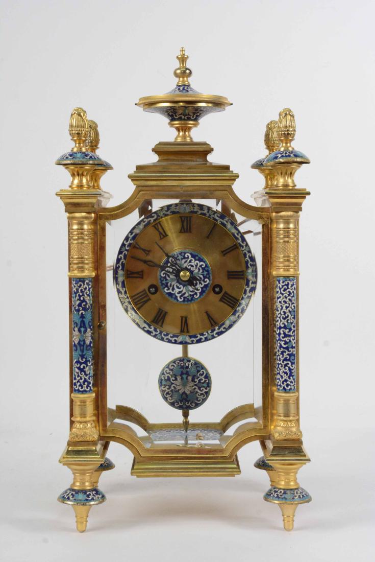 Chinese Champleve Style Gilt Bronze Mantel Clock (1 of 11)