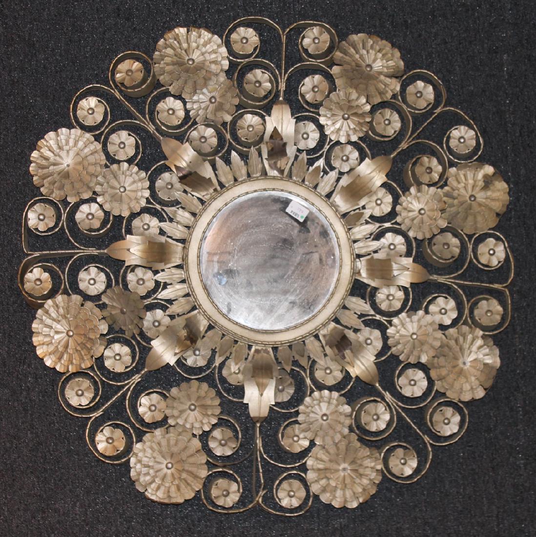 Silver Painted Metal Floral Circular Mirror (1 of 4)