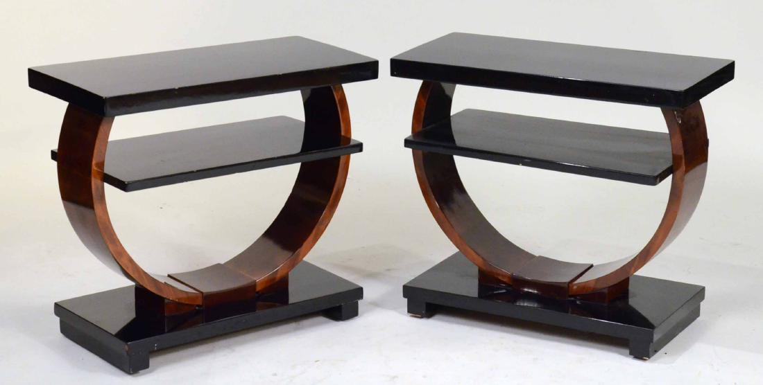 Two Art Deco Style Black Lacquer End Tables (1 of 11)