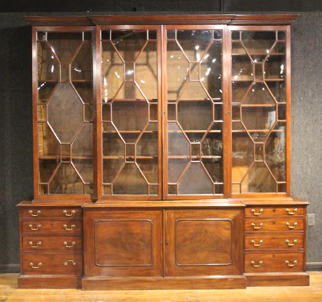 George III Mahogany Breakfront Bookcase Cabinet (1 of 7)