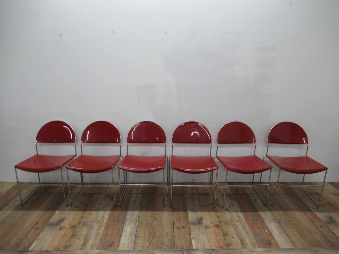 Set of Italian Red Lacquered Chairs: Franny Design Superstudio Pontedera Italy. 6 total chairs.