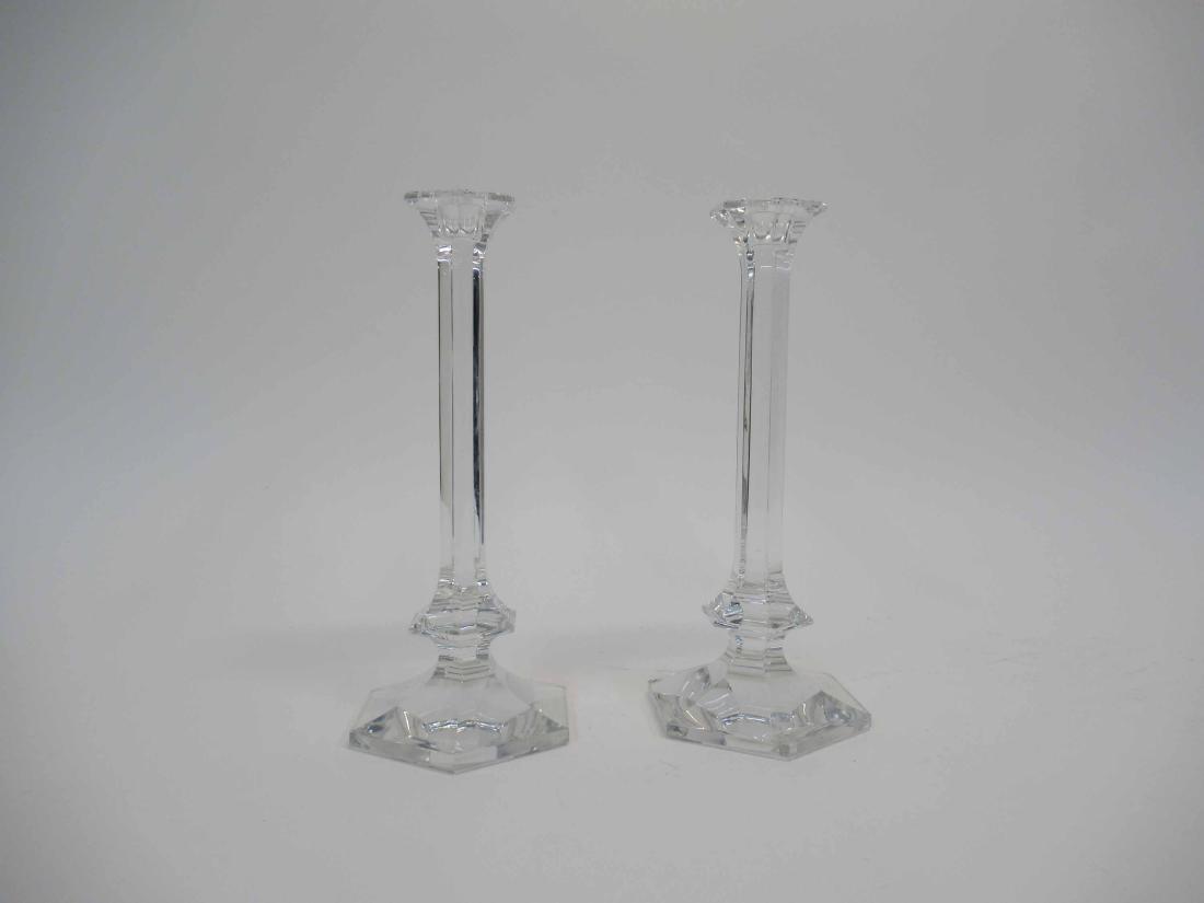Pair of Val St. Lambert Glass Candlesticks: 11 1/4" tall