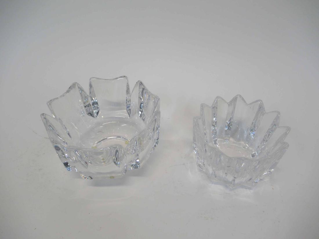 Two Orrefors Clear Glass Bowls: Largest 5 1/2" x 5 1/2" x 3 3/4" tall