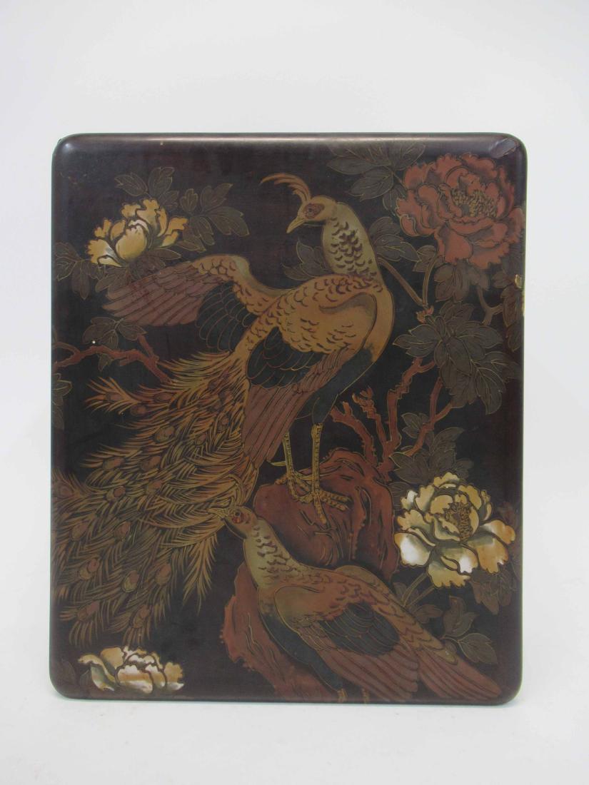 Chinese Lacquer Box: 5"h x 13"w x 11"d