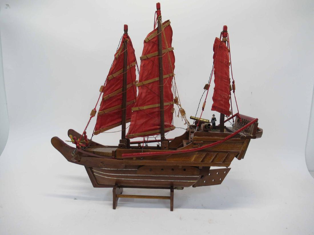 Wooden Handmade Boat Model: 25" long x 7" wide