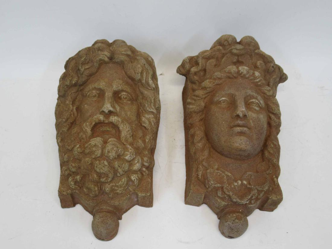 Zeus and Hera Earthenware Wall Pockets: 19" tall x 12" wide x 8 1/2" thick