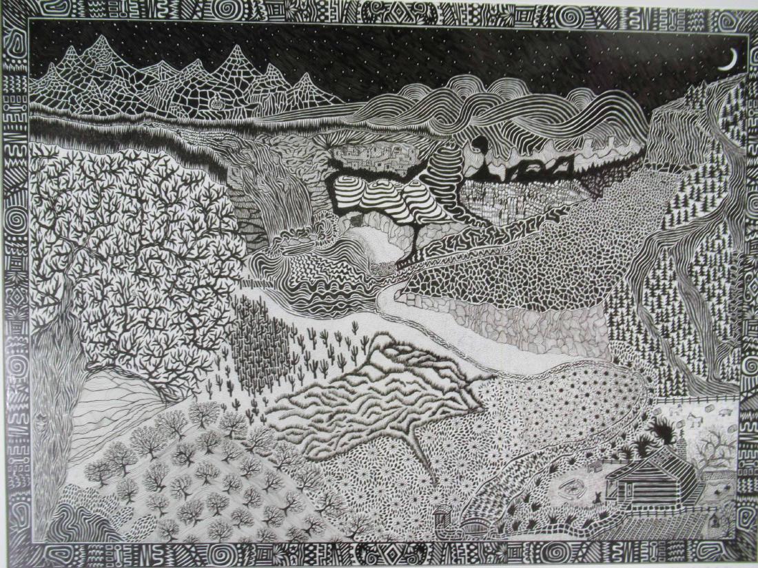 Eli Helman Black and White Photo: Signed lower right. " Recluse's Paradise ". Framed size 27" x 34 1/4"