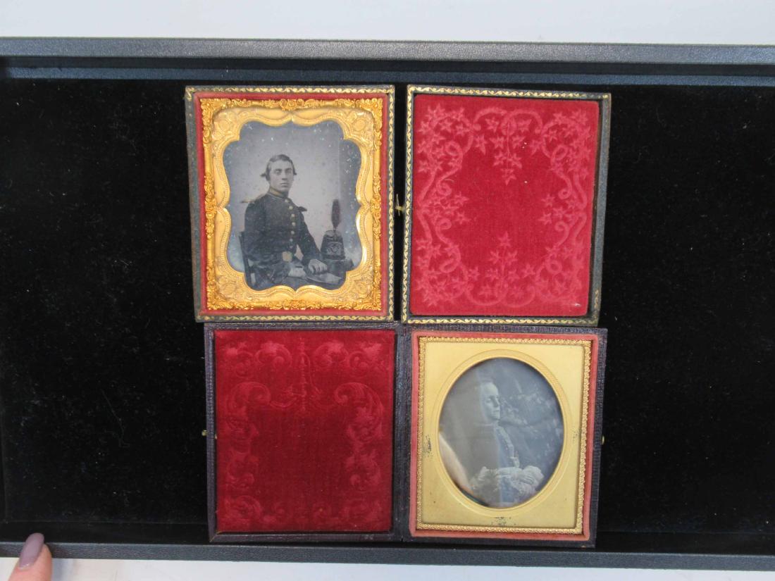 Ambrotype Portrait of Gentleman in Uniform: Together with a Daguerreotype of young child.