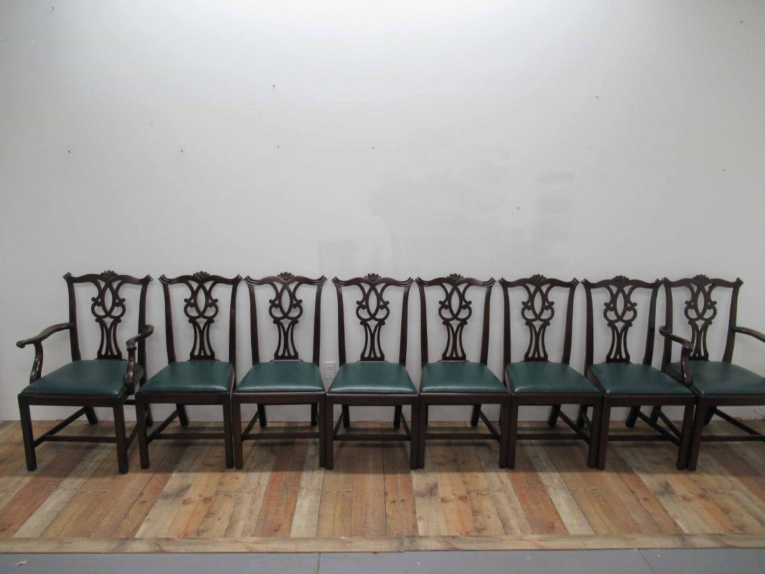 Nine Kittinger Chippendale Style Dining Chairs: Matching set of nine. 38 1/2" tall x 19 1/2" wide x 17 1/2" deep