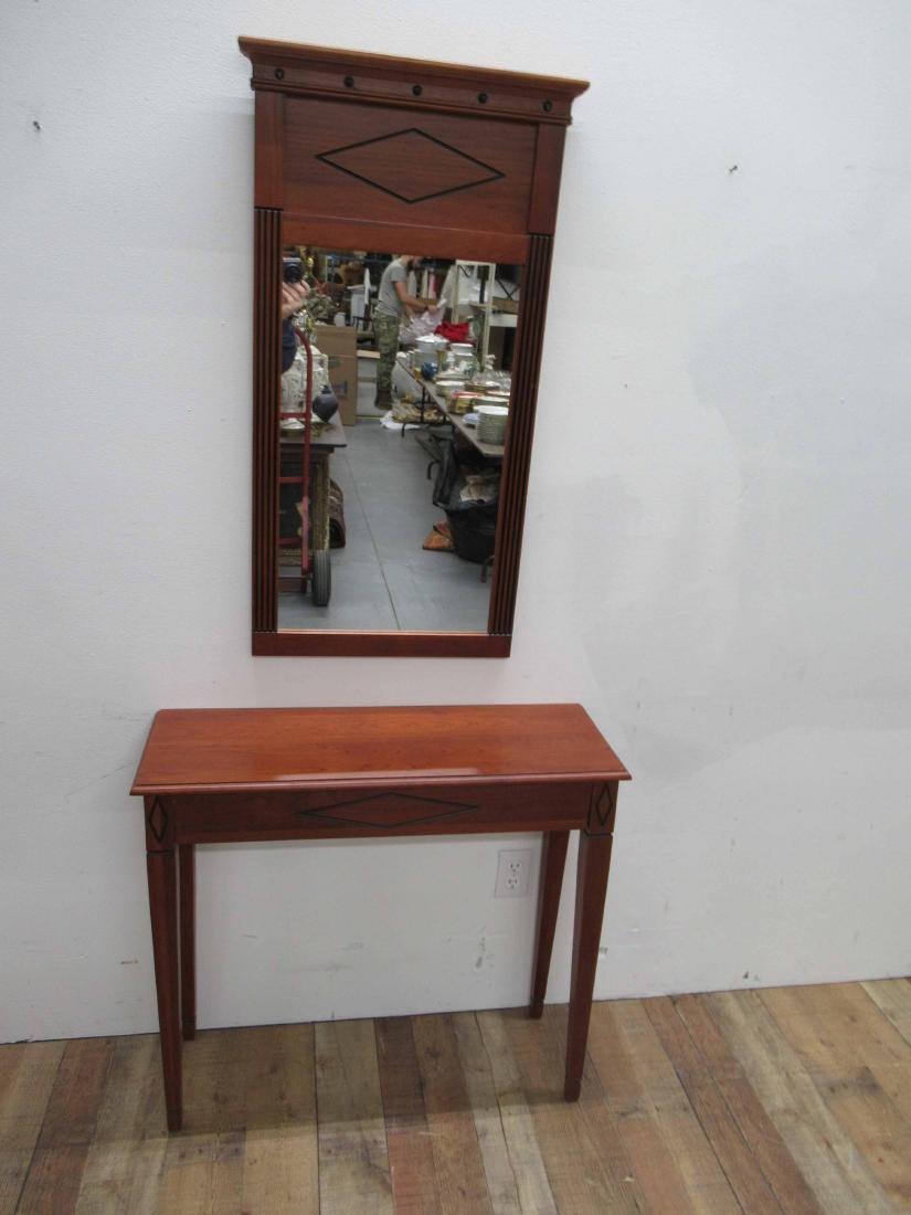 Ethan Allen Pier Table and Mirror: Cherrywood. table size 32" long x 11" deep x 29" high