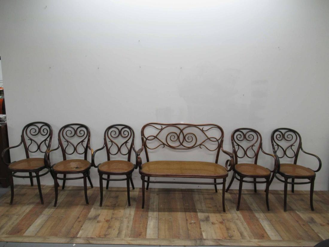 Thonet 6 Piece Parlor Suite: Comprising of settee together with 5 armchairs.