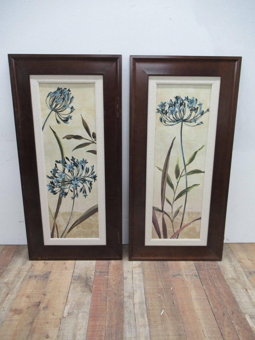 Pair of Lisa Audit Floral Still Life Prints: Framed size 46 3/4" x 22 7/8"