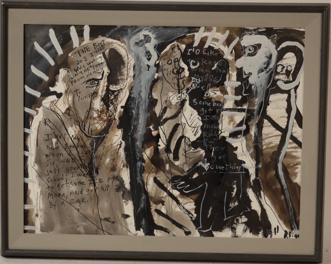 Mixed Media on Paper, Barry Simons: (American, 1943-2009)"The Best Job I Ever Had...", signed and dated 1999 l.r. 17"h x 21"w sight The Ames Gallery, Berkely, California